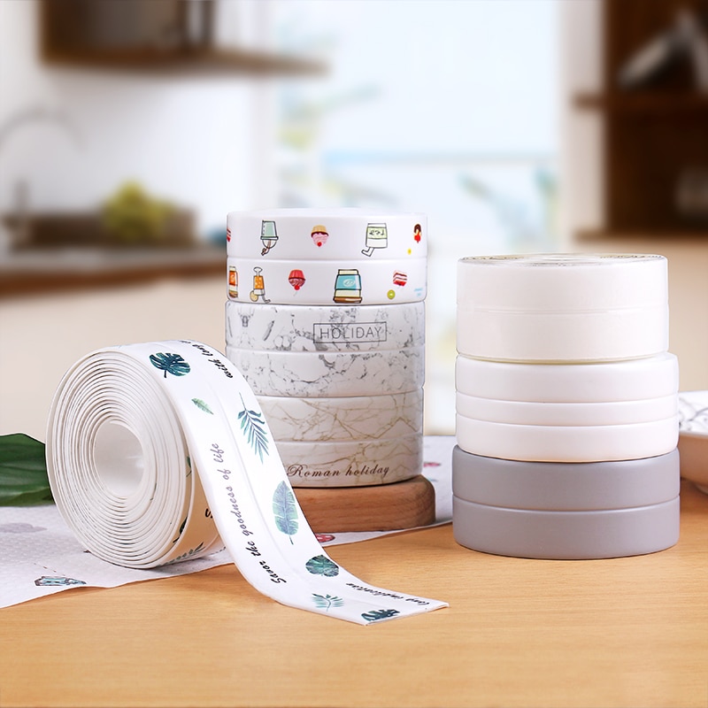 Keuken Muursticker Badkamer Tape Douche Wastafel Bad Afdichting Tape Strip Lijm Waterdichte Tape Wit Pvc Zelfklevende
