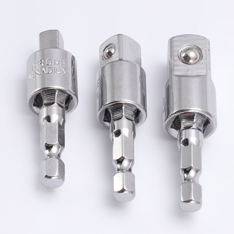 Electric Drill Socket Adapter Rotatable Extension 1/4" 3/8" 1/2" For Impact Driver With Hex Shank To Square Socket Drill Bits