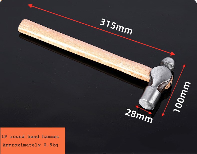 Round head hammer with wooden handle, household hand hammer, small hammer, teat hammer, woodworking installation hammer, teat ha: 1P