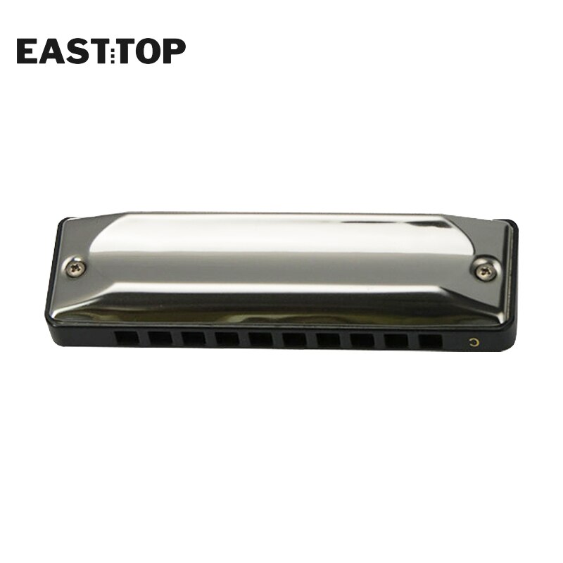 EASTTOP T002 10 Holes 20 Tones Blues Harmonica Key of C Stainless Steel Harp Diatonic Harmonica for Adults Kids Players