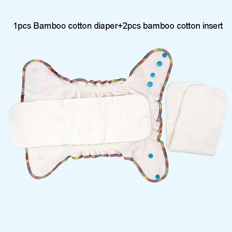 Bamboe katoenen luier, een maat luier met inlegvellen, verstelbare luiers, herbruikbare bamboe katoenen babyluiers
