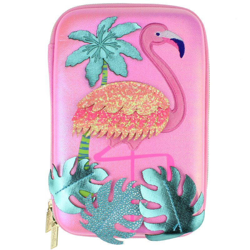 Kawaii DE LA ESCUELA lápiz caso gran plumas cajas Pájaro de Fuego apliques de dibujos animados sostenedor de la pluma de lujo de suministros escolares, bolígrafo bolso precioso: Pink
