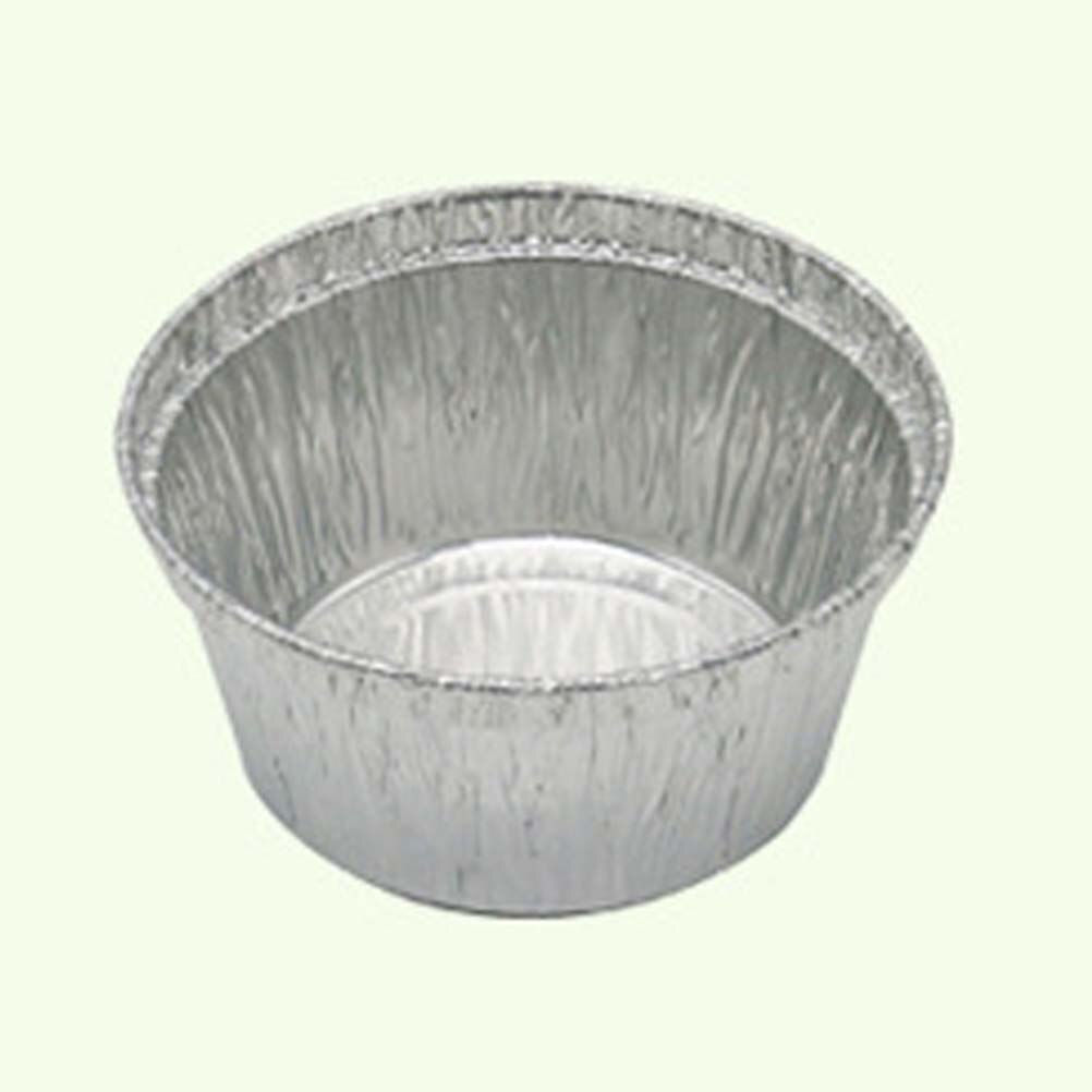 50 stuks 120ML Tin Folie Bowls Aluminiumfolie Ronde Wegwerp BBQ Lade Pie Pannen voor Zelfgemaakte Taarten Taarten- 8x3.7cm (Zonder Deksel)