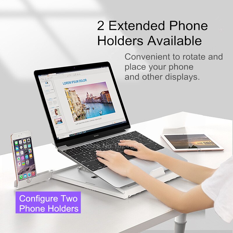 laptop stativ 9 vinkler justerbar skrivebord stående lapdesk smarttelefon / bærbar stigerørholder til macbook luft pro opp  til 17 ''