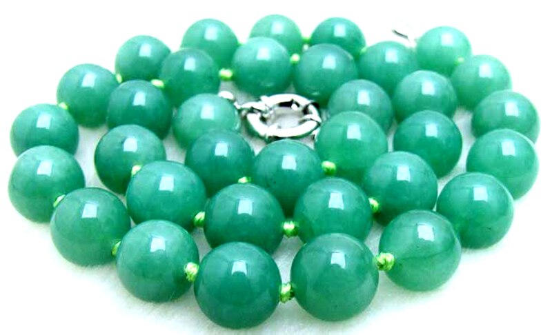 Qingmos 12mm Runde Natürliche Himmel Blau Jade Halskette für Frauen mit Echtem Stein Halskette Colliers 18 &quot;Schmuck nec5301: hell Grün