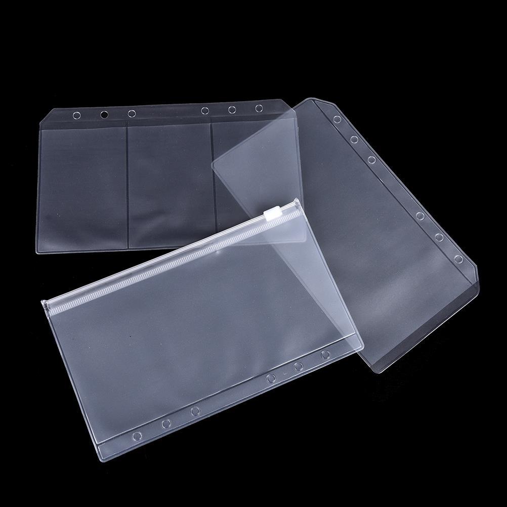 A5/A6 PVC Transparent Zip Lock Envelope for 6 Holes Binder Pocket Refill Organiser Stationery
