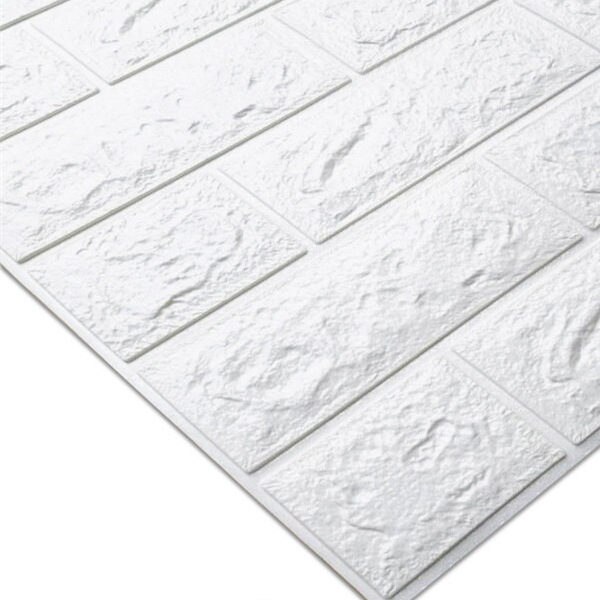 3D Muur Pe Foam Stickers Baksteen Patroon Waterdicht Zelf Stickers Op De Muur Kamer Home Decor Voor Kids Slaapkamer Woonkamer kamer Sticker: WHITE