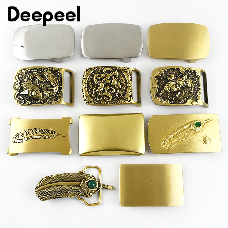 Deepeel-hebillas de cinturón de latón puro para hombre, de acero inoxidable, 39/40mm, 37-38mm, cinturones de cuero DIY, accesorios de Hardware artesanal, 1 ud.