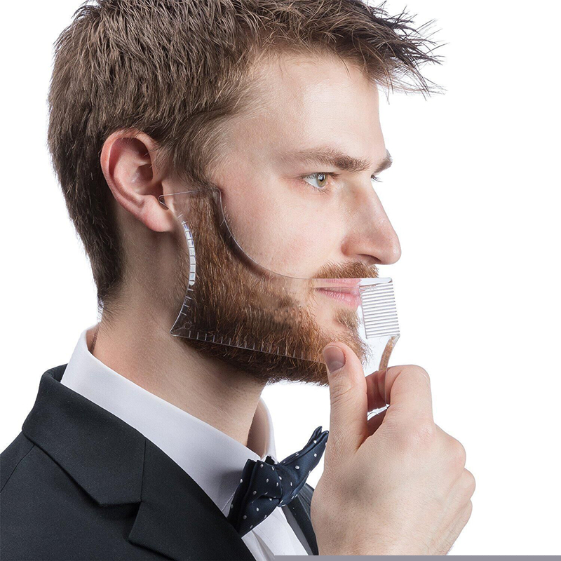 Nr .1 3 4 6 mænd skæg formning styling skabelon kam gennemsigtig herre skæg kamme skønhedsværktøj til hår skæg trim skabeloner