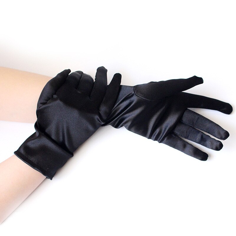 Guantes de lycra finos y elásticos para mujer, guantes de baile, color blanco, negro y blanco, 1 par,