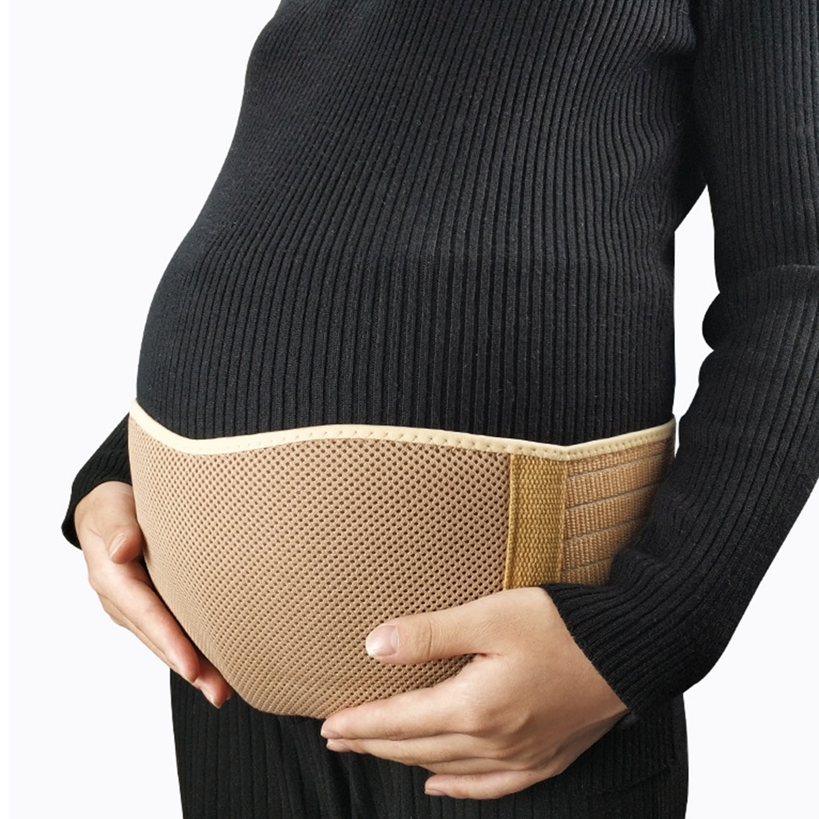 Belly Band for Pregnant Women Khaki Solid Color Breathable Mesh Cloth Abdominal Belt for Support