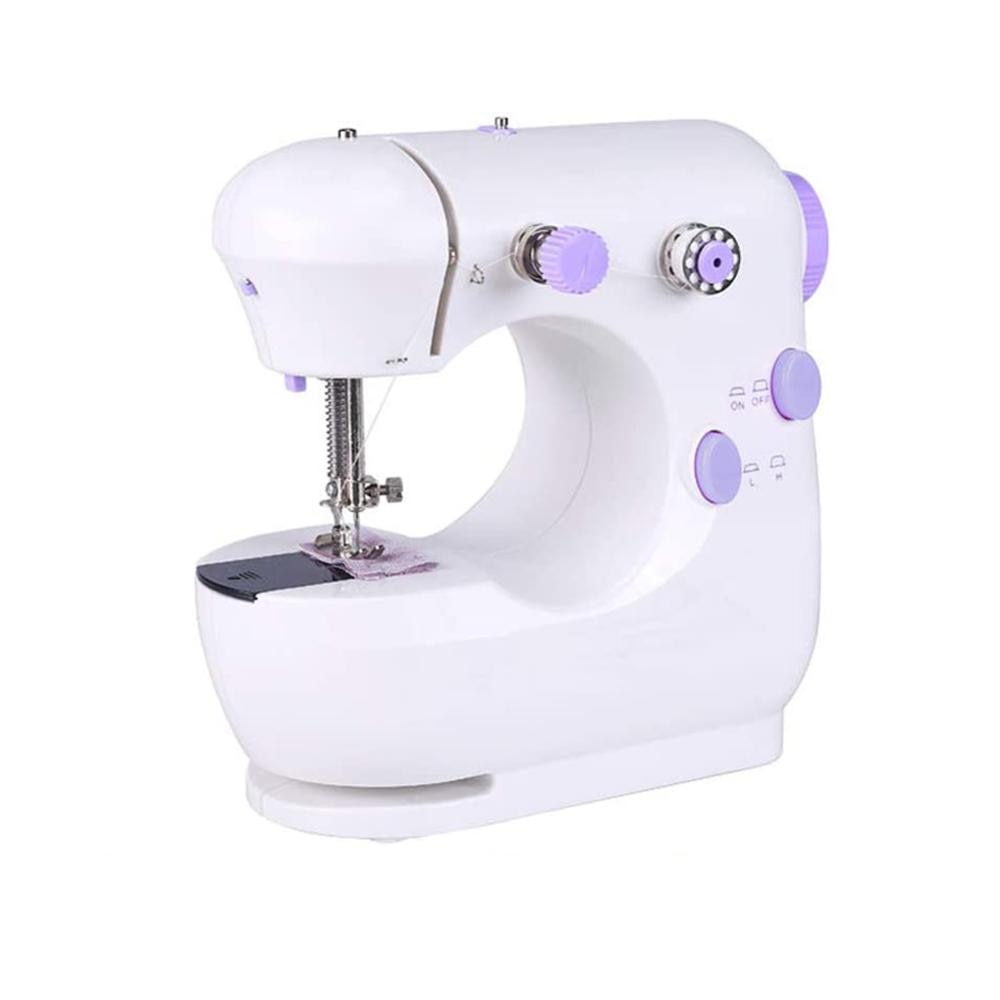 Mini Sewing Machine Built-in Light Mending Machine Dual Speed Double Thread Stitching Electric Pedal Sewing EU Plug Small Gadget