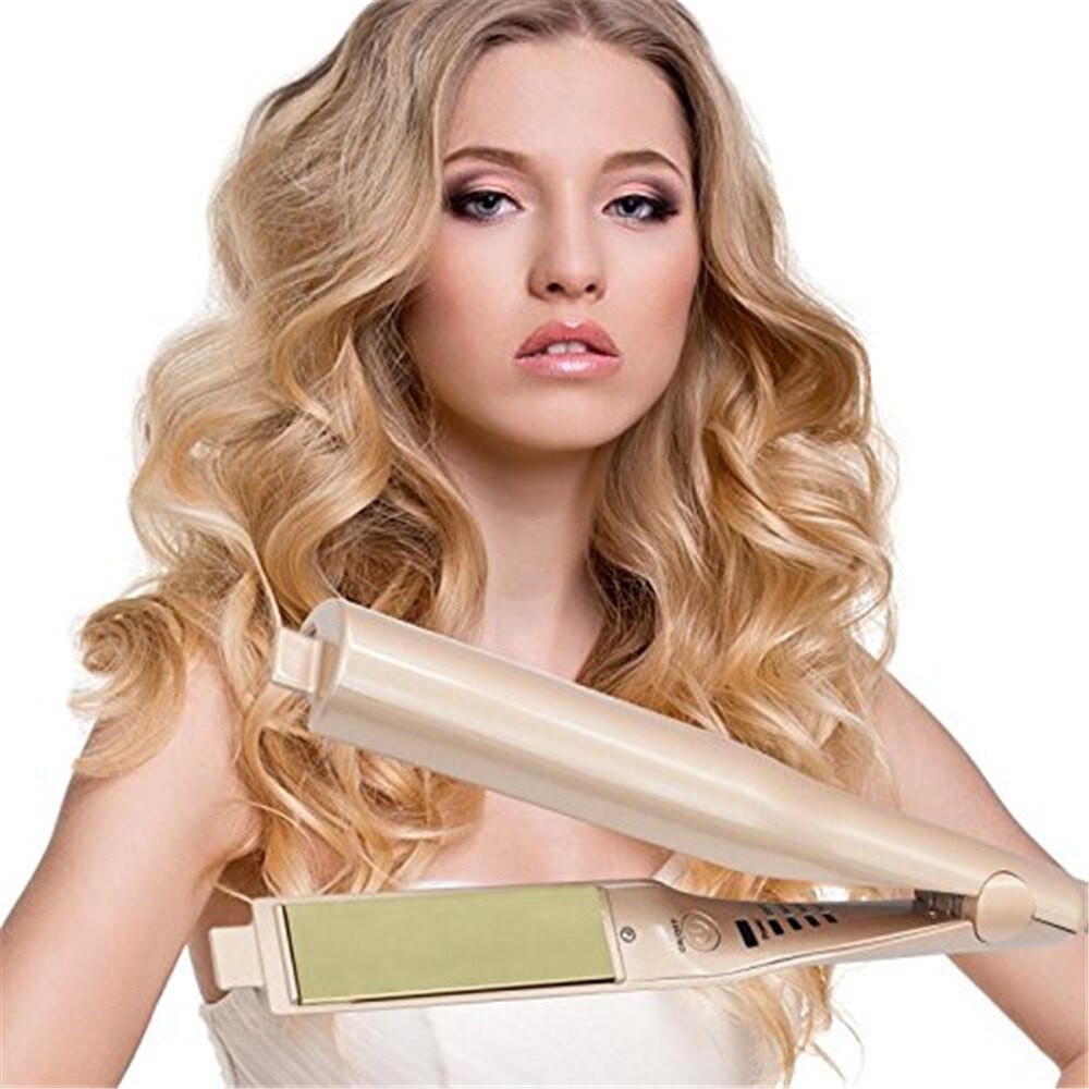 2 In1 Haar Krultang En Stijltang Stijltang En Krultang Toermalijn Keramische Twisted Flat Iron Met Lcd