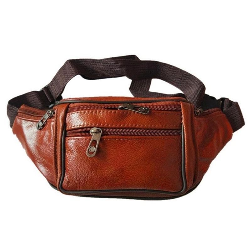 Homens pu cintura cinto saco hip bolsa de viagem carry on bolsa bolsa de alta qualidade ao ar livre esporte moda couro zíper cintura saco: brown