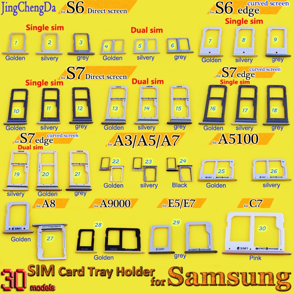 Per Samsung bordo S6 S6 S7 Single/Dual SIM Card bordo vassoio Del Supporto Slot per Samsung Galaxy S7 G935F Sostituzione parte