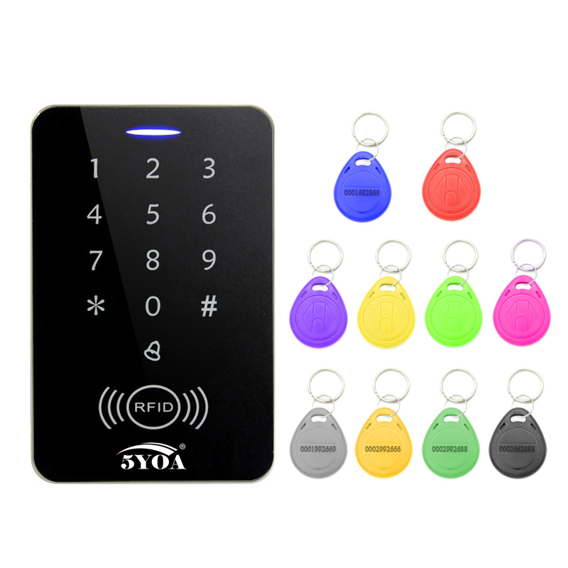 5YOA Waterproof Rfid Access Control Keypad With 1000 Users with Key Fobs option For RFID Door Access Control System: with 10 Keys