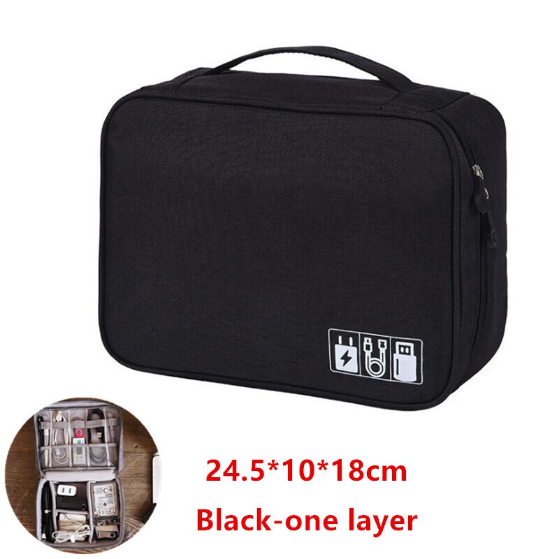 Bolsa de documentos de gran capacidad, Cartera de pasaporte de viaje, organizador de tarjetas, negocio de los hombres, paquete de almacenamiento impermeable, artículo de accesorios para el hogar: Black-one layer