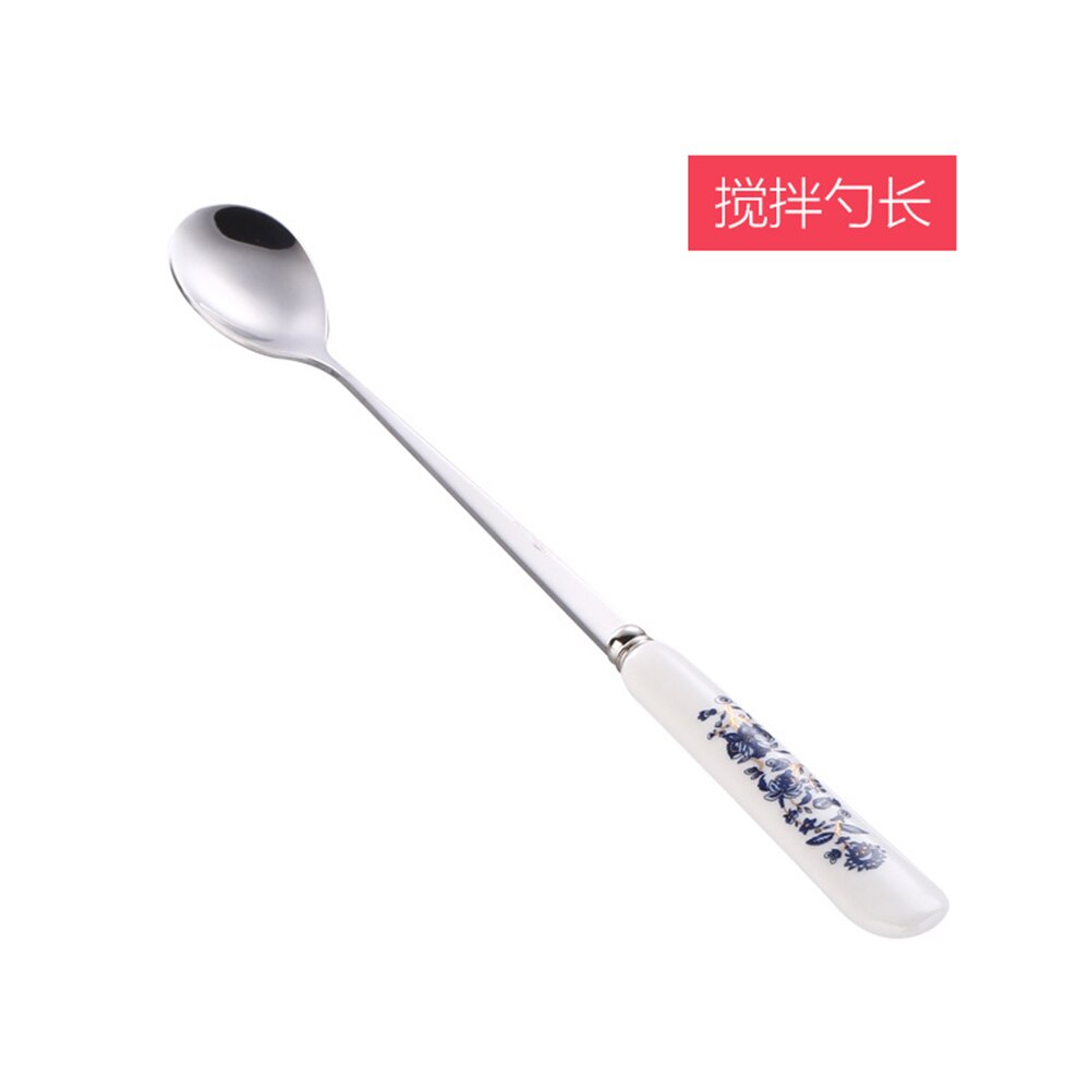 Korean Stainless Steel Metal Ceramic Handle Tableware Spoon Chopsticks Fork Dinner Knife Free Combination Cutlery Set: 6