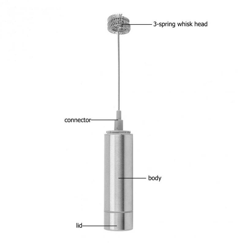 Stainless Steel Handheld Electric Milk Frothers 3-Spring Whisk Head Milk Frother With Base Cleaning Brush