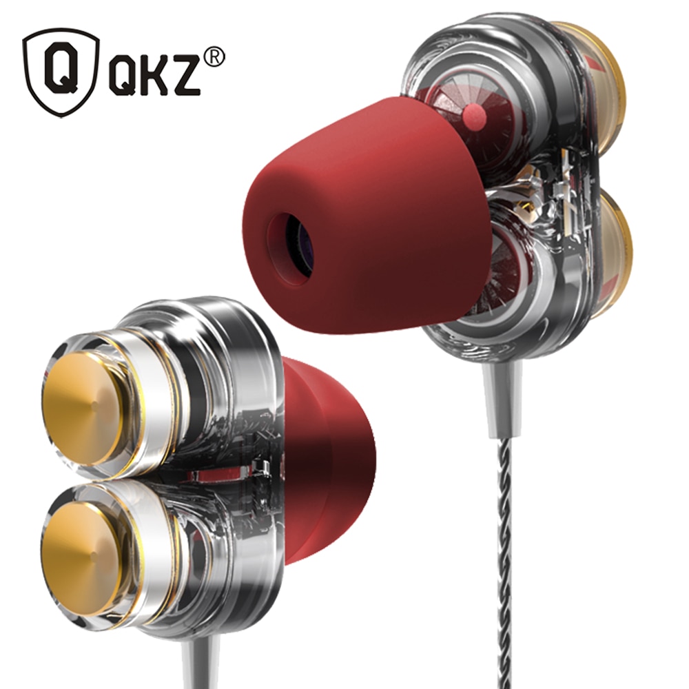 Originele qkz  kd7 oordopjes met dubbele driver, sport oordopjes, 3.5mm- jack headset, handsfree met microfoon, muziek oordopjes, alle telefoons, pk  dm6 dm7