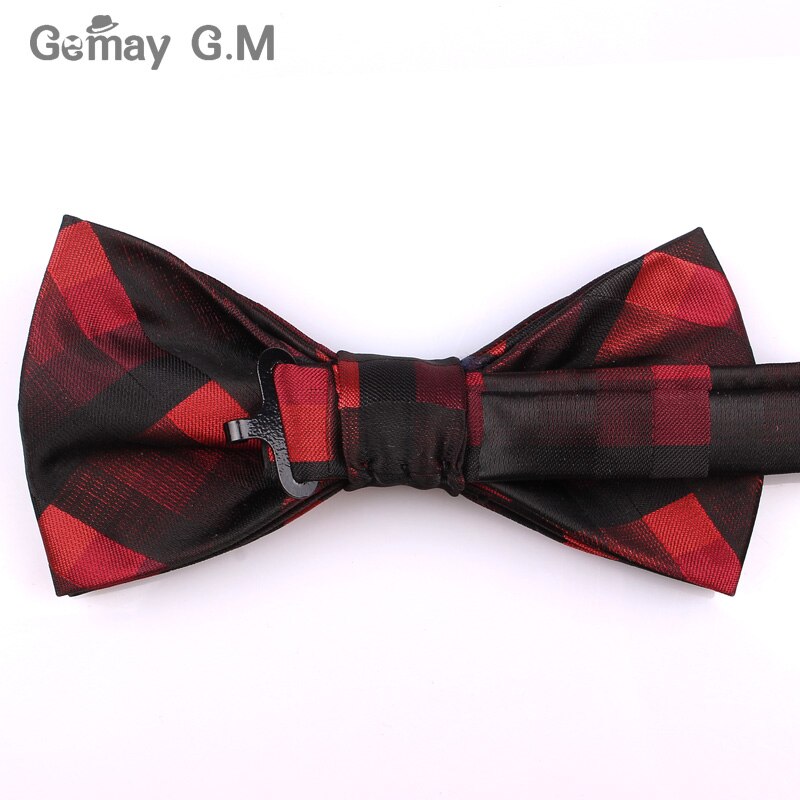 Kostym flugor för män polyester cravats justerbar fluga för bröllopsfest brudgummen fjäril vuxen rutig fluga