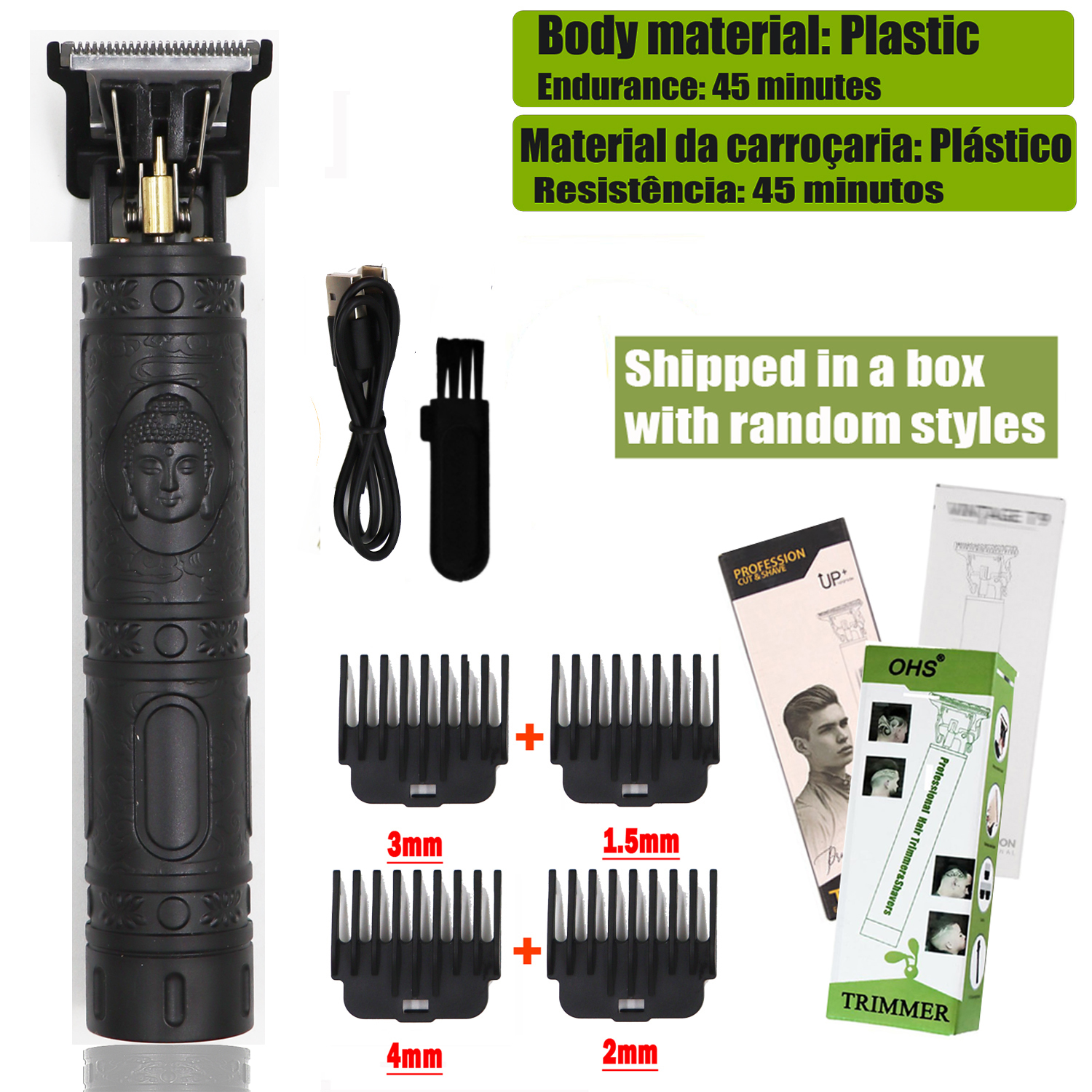 Tondeuse Drachen Jahrgang T9 Schnurlose professionelle Haarschneidemaschine Elektrische Trimmer für Männer Haarschneidemaschine Haarschneidemaschine Rasierer: Braun