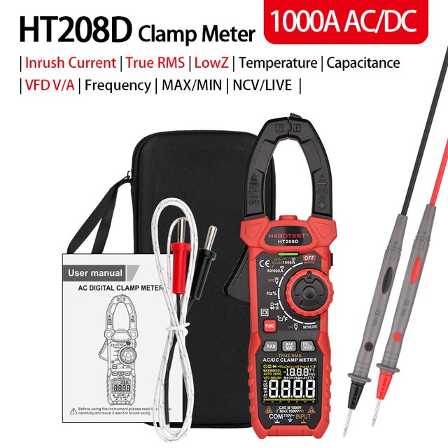Clamp Multimeter DC Curent Clamp Meter Digital True RMS Capacitance AC DC Ohm Hz C/F Pinza Amperimetrica Tester