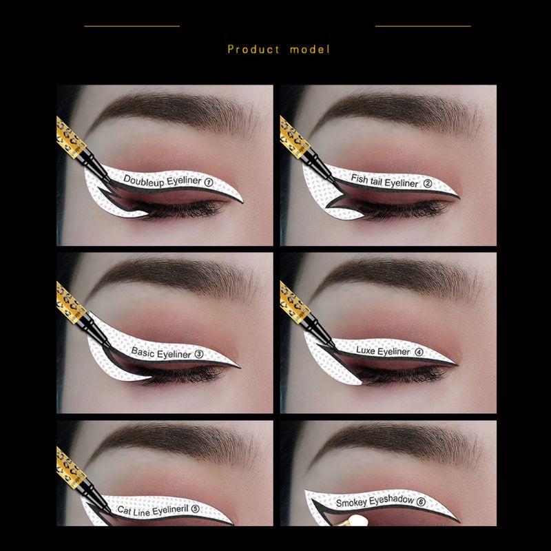 Kit de plantillas de sombra de ojos delineador de ojos materiales no tejidos 12 estilos de maquillaje pegatinas para plantillas herramientas de modelado de tarjetas