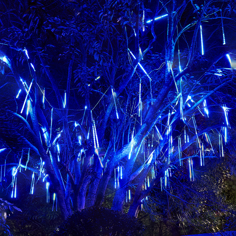 Kerst Festoen Lights Meteorenregen Led Fairy Guirlande Licht String 30Cm 50Cm 8 Tube Waterdichte Tuin Decoratie