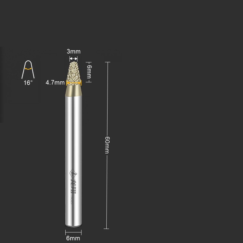 1 st. cnc-slipmaskin i solid hårdmetall med diamantsten för marmor, blåsten och sandsten, konskärare i bottenrelief: 36mm