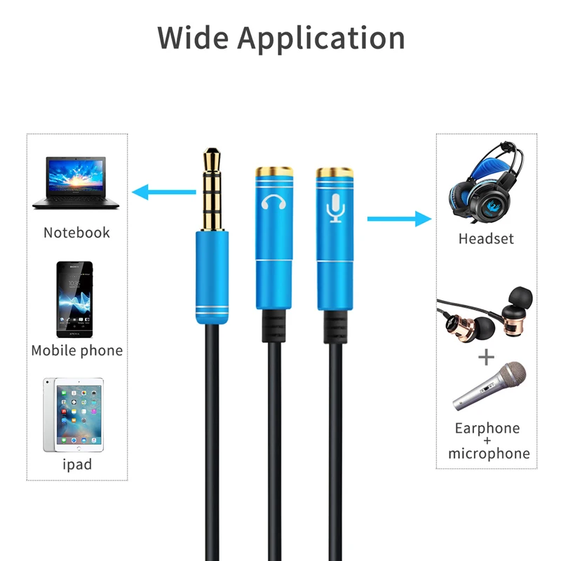 3.5mm Splitter Cable for Computer Jack 3.5mm 1 Male To 2 Female Mic Y Splitter AUX Cable Headset Splitter Adapter