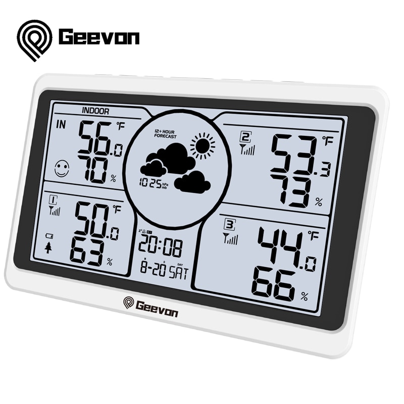 Geevon LED Digital Snooze Desk Clocks With Temperature And Humidity Gauge Indoor Weather Station Table Watch Time Alarm Clock