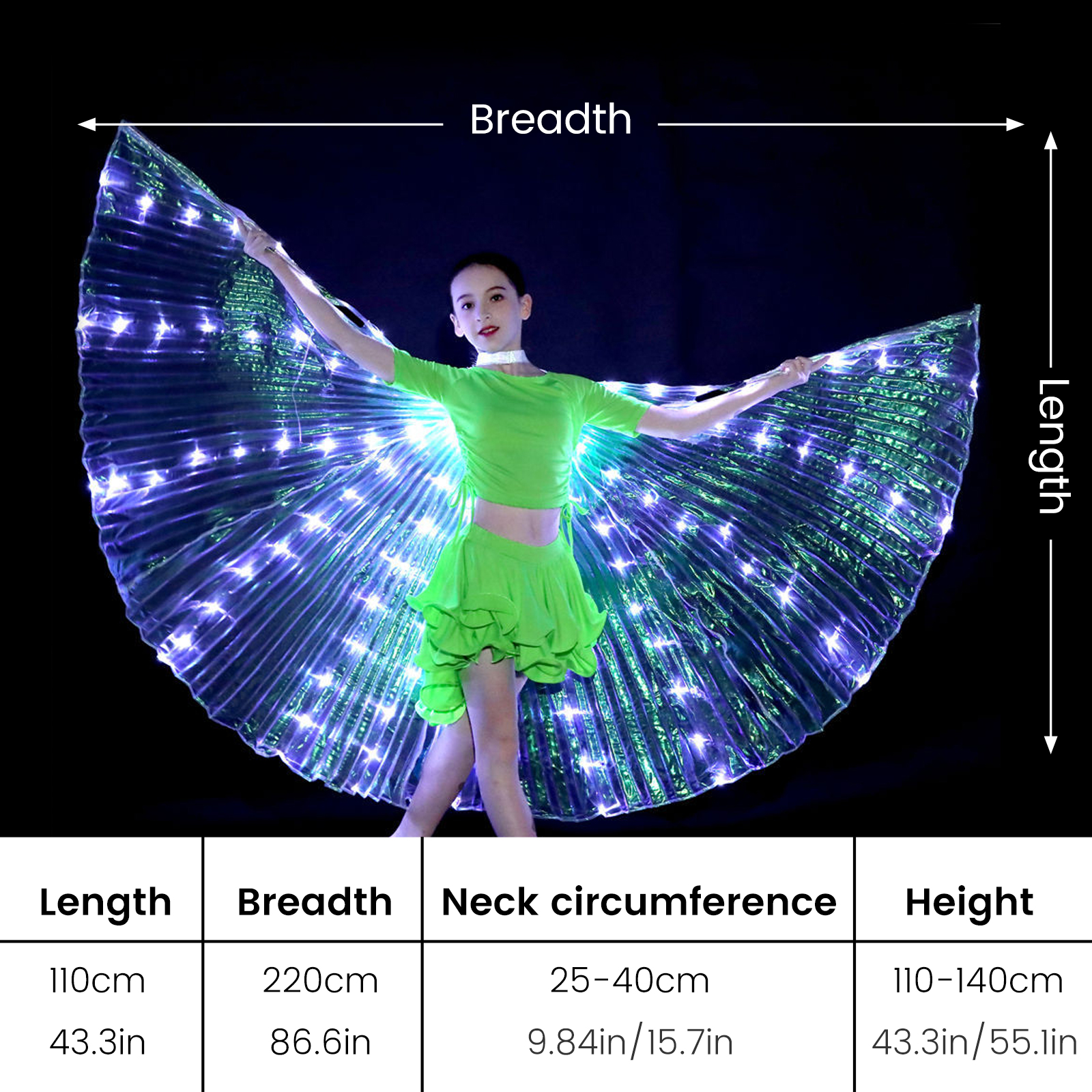 LED ist FlüGel - Leuchtendes Kostüm - Bauchredner SchmetterlingsflüGel mit Stöcken: Hellgelb
