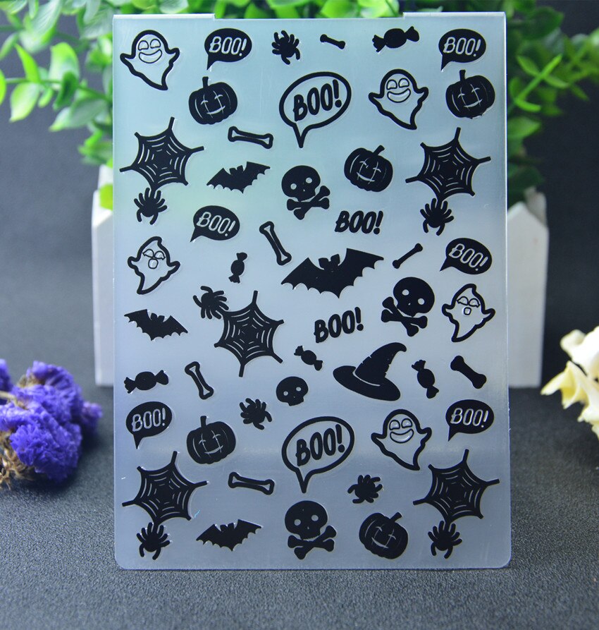 Carpeta de plástico en relieve para manualidades, troqueles de corte de papel para manualidades de Halloween, tarjetas de álbum de recortes, embalaje de , decoración