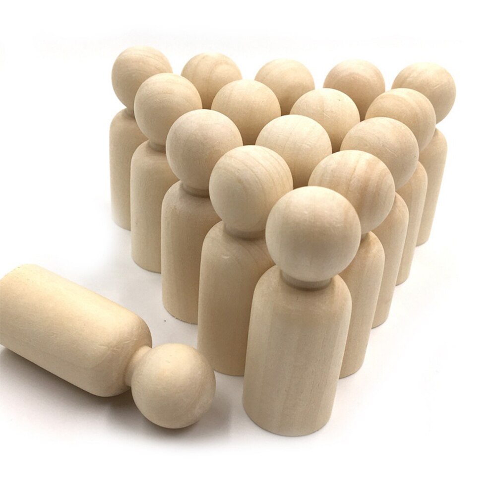 10Pcs 35/43/55/65mm Wooden Peg Dolls Girl Boy Wooden Dolls Kids Room Decor Handmade Diy Wooden Peg Dolls Blank Accessories