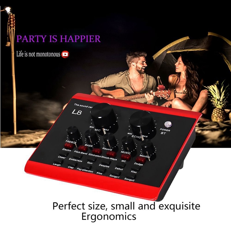 Live Sound Card, Karaoke Mixer, Recording, ligent Volume Adjustable o Mixer, Sound Card, Multiple Sound Effects