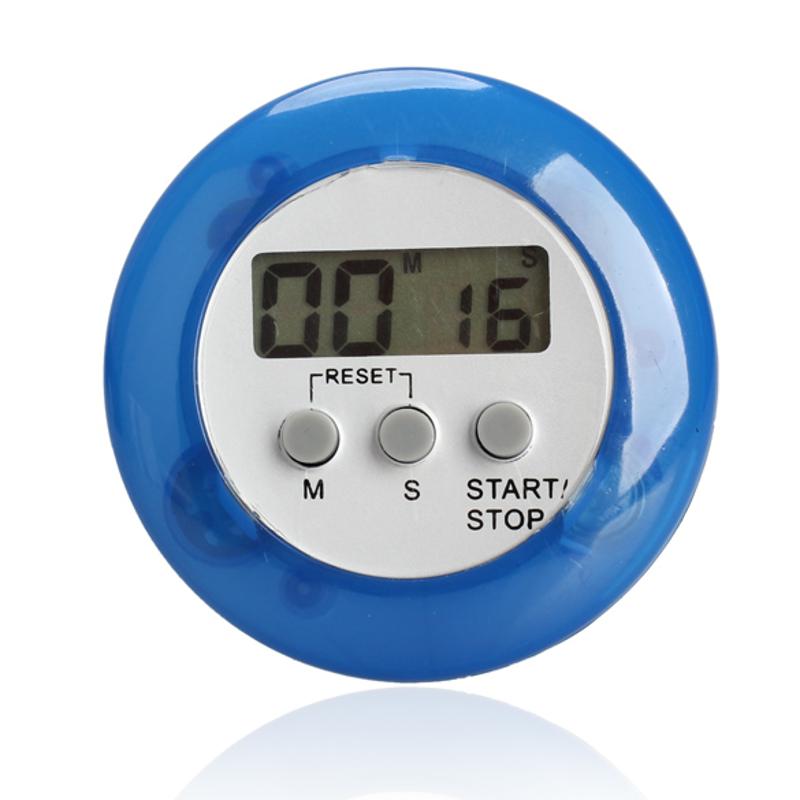 LCD Digital Kitchen Countdown Timer Alarm with Stand White Kitchen Timer Practical Cooking Timer Round Magnetic Alarm Clock: Blue