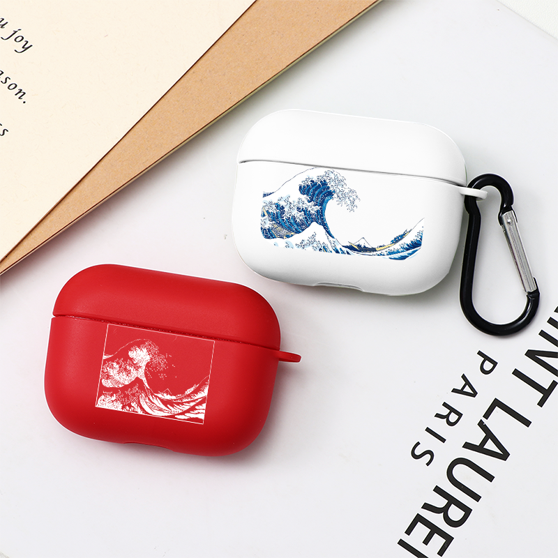 La Grande Onda di Kanagawa Auricolare Custodia Per AirPods Pro Custodie Molle Del Silicone di Lusso Texture Opaca Della Copertura di Protezione per AirPod 3