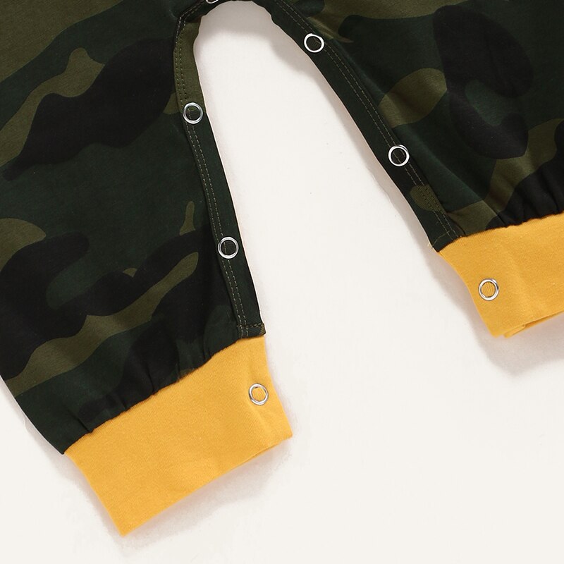 Toddler Boy/Girl Outfits Baby Boy Jumpsuit Yellow Letter Green Camouflage Print Short Sleeve Clothes Summer Clearance Jumpsuit