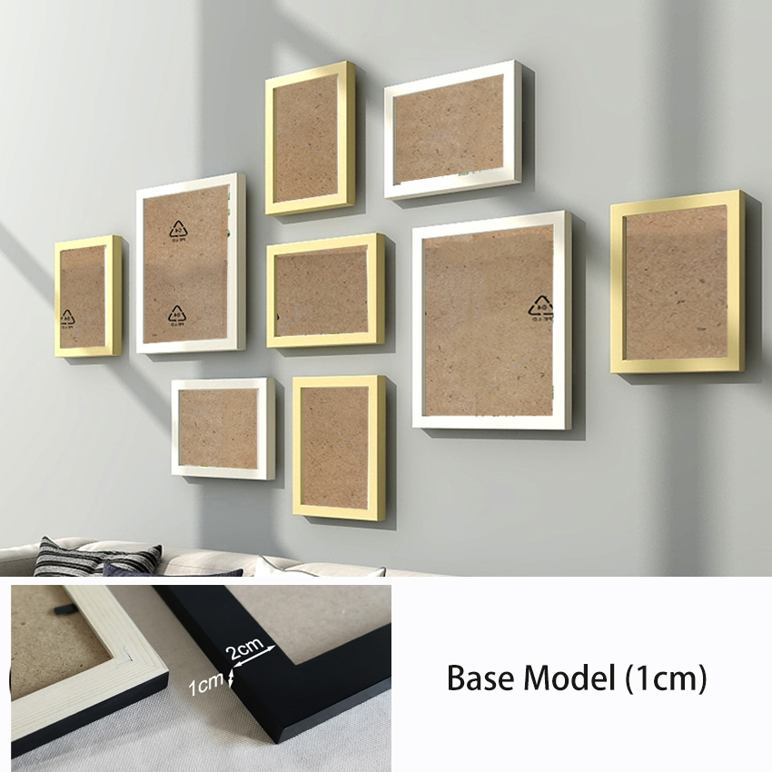 9 Stks/set Natuurlijke Hout Fotolijsten Muur Decor Fotolijst Voor Muur Opknoping Klassieke Houten Frame Voor Woonkamer Decoratie: 7 inch / Blauw