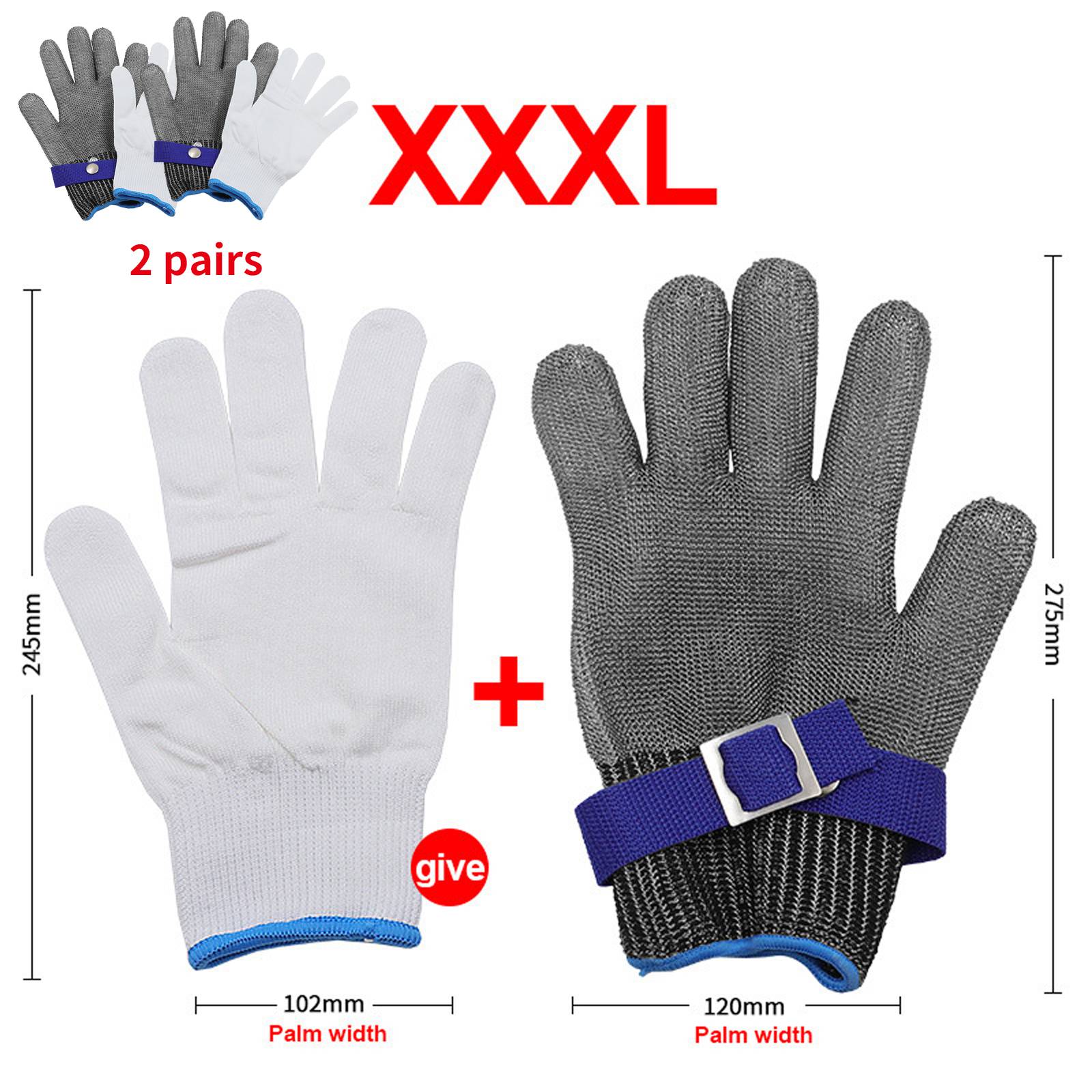 Guantes de acero inoxidable resistentes a puñaladas, seguridad, malla metálica, carnicero, duraderos, 1 par: XXXL