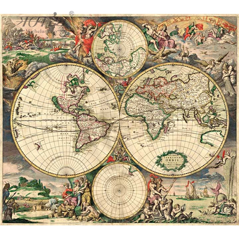Michelangelo Houten Puzzels 500 Stuks Kaart van de Wereld in Jaar 1689 Educatief Speelgoed Decoratieve Schilderen Collection