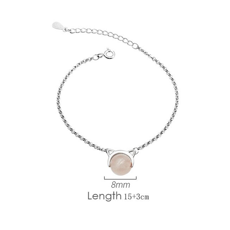 La Monada Schmuck Frauen Zubehör Minimalismus Rosa Perle Katze Ohr Armbänder Frauen 925 Sterling Silber Armbinde modisch