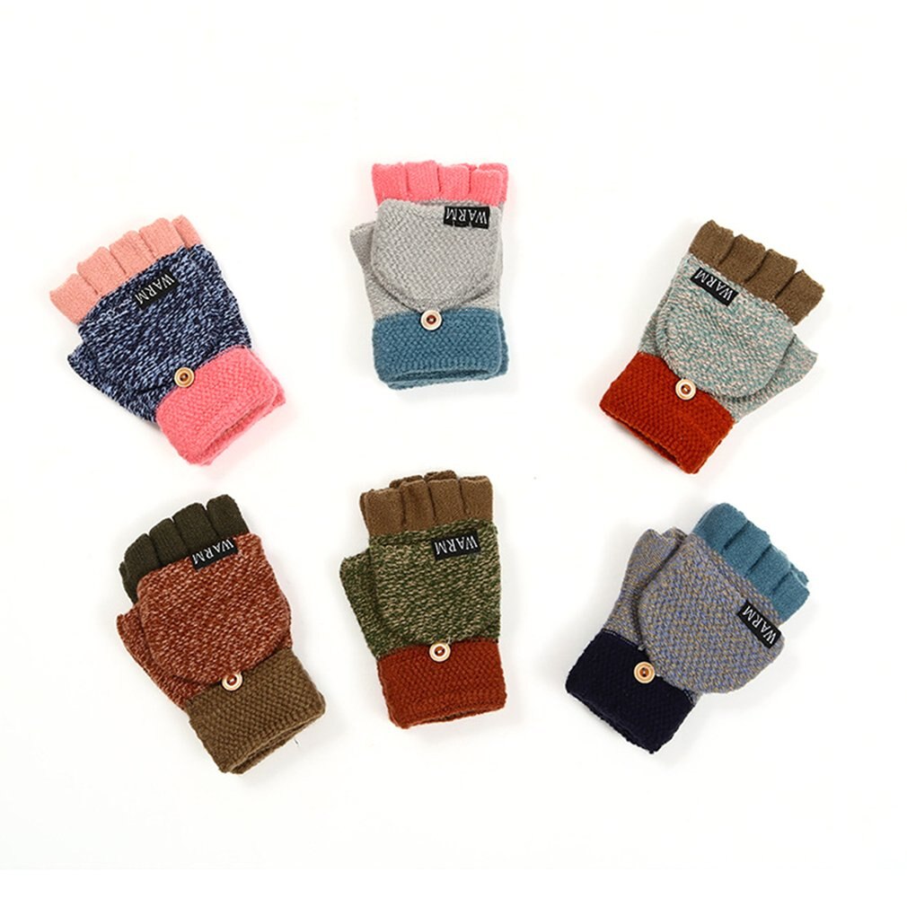 Winter Handschuhe Warme halb-Finger Und Garn Clamshell freundlicher Handschuhe warm Halten Cabrio kippen oben Fingerlose Fäustlinge Handschuhe