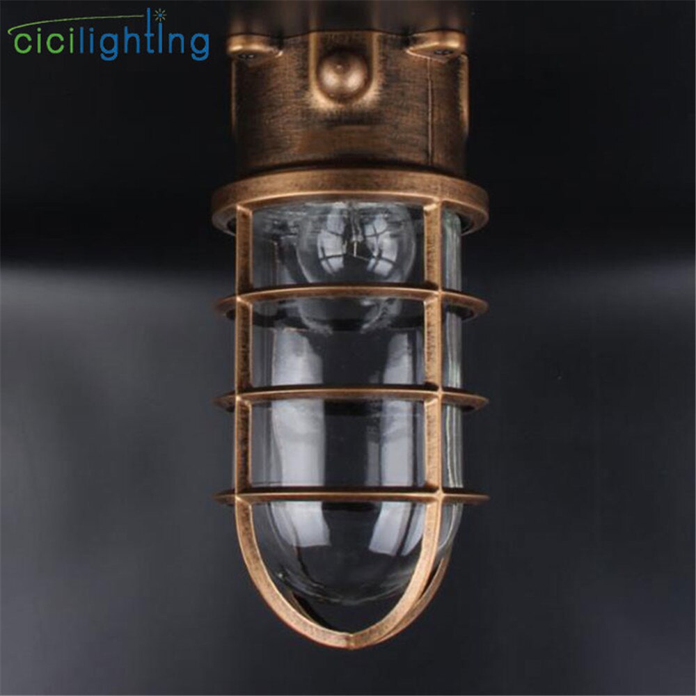Vintage Waterdichte E27 Plafondlamp Voor Badkamer Keuken, Outdoor Gekooide Licht Schuur Plafond Buitenmuur Alle Weer Met Kooi