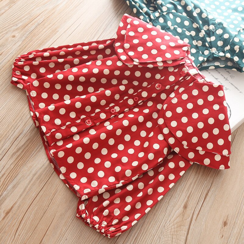 Ragazze Camicette Della Camicia Per La Ragazza Vestiti Dei Capretti di Modo Top di Autunno della Molla Coreano Foglia di Loto Camicette Manicotto Della Lanterna Usura del Bambino Costume
