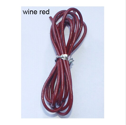 10 metri/lotto Dia 2mm Rotondo 100% Genuino Cavo di Cuoio per Gioielli FAI DA TE Fare Braccialetto Della Collana Del Cavo Accessori F593: wine red