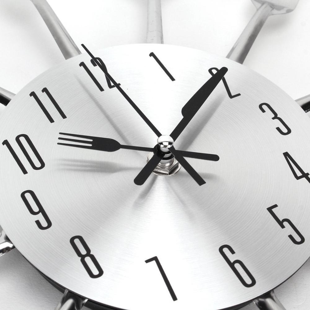 Besteck Metall Küche Wanduhr Löffel Gabel Kreative Quarz Zauberstab Montiert Uhren Modernes Dekorative Horloge Murale