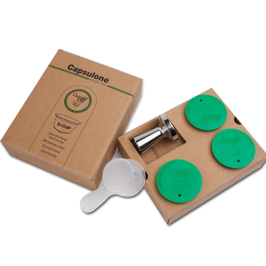 Capsulone/STAINLESS STEEL Metal capsule pod Compatible with dolce gusto Machine Refillable Reusable capsule and tamper: 3capsules  1tamper
