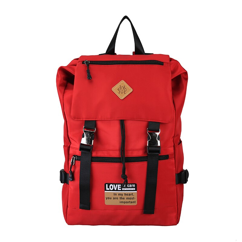 Waterdichte nylon schooltassen meisjes meerdere zakken laptop rugzak 15.6 inch vrouwelijke trend damesrugzak voor reistas: Rood